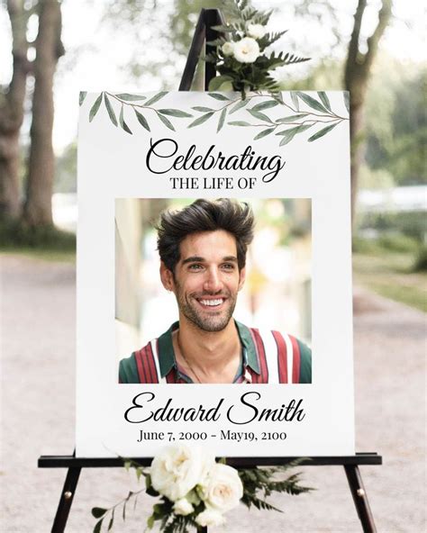 Greenery Memorial Welcome Sign Celebration Of Life Funeral Etsy Celebration Of Life