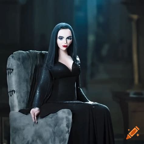Christina Ricci As Morticia Addams In A Gothic Chair