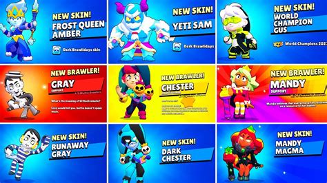 Chester Gray Mandy All New Skins Unlock Animations Brawl Stars