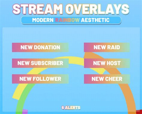 Animated Twitch Overlay Stream Overlay Package Cute Rainbow Etsy