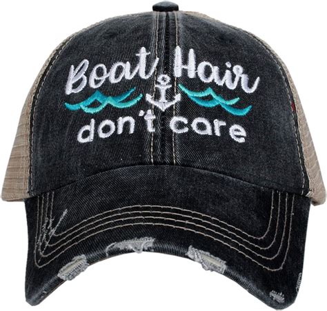 Katydid Boat Hair Dont Care Baseball Cap Trucker Hat For Women Stylish Cute Sun Hat Black