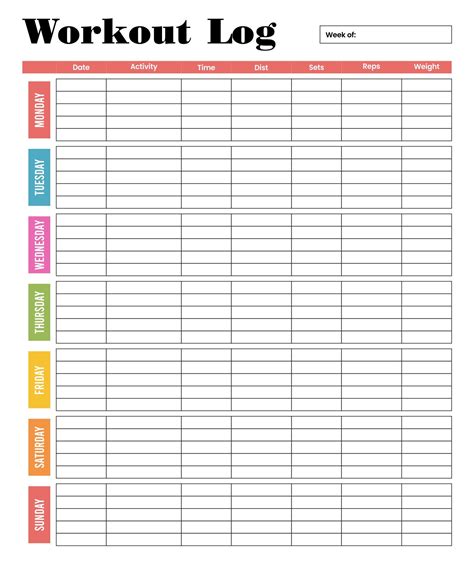 Printable Exercise Log Workout Weight Loss Chart Weight Loss Journal Workout Log Workout