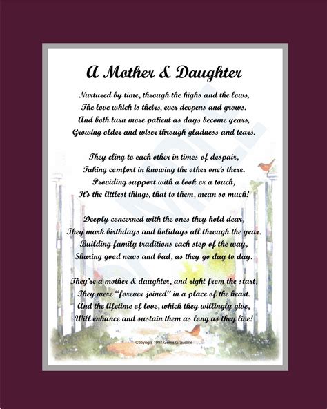 Mother Daughter Poem Digital Download Mother Daughter T Etsy Uk