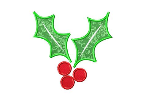 Free Christmas Holly Machine Embroidery Design Includes Both Applique