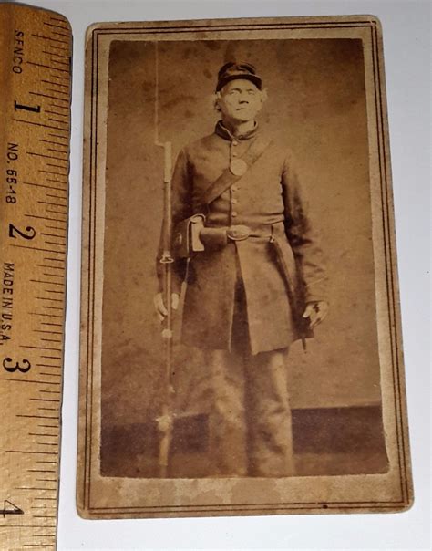 Original Civil War Union Soldier Cdv Photoriflebayonetus Buckle Lk