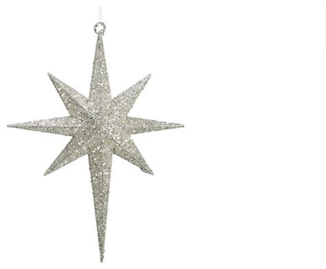 Glittered Northern Star Christmas Ornament White 165 Contemporary