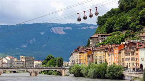 Isere River And Cable Car In The Center Of Grenoble France Windows