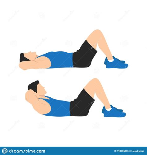 Man Doing Crunches In The Gym Belly Burn Workout Stock Vector