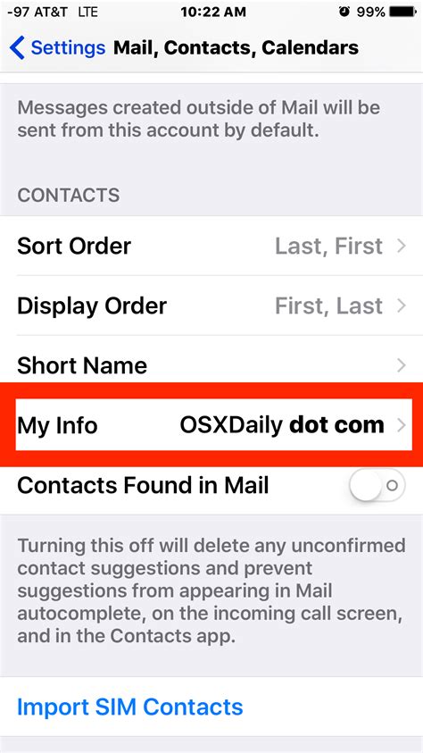 How To Set My Info Personal Contact Details On Iphone
