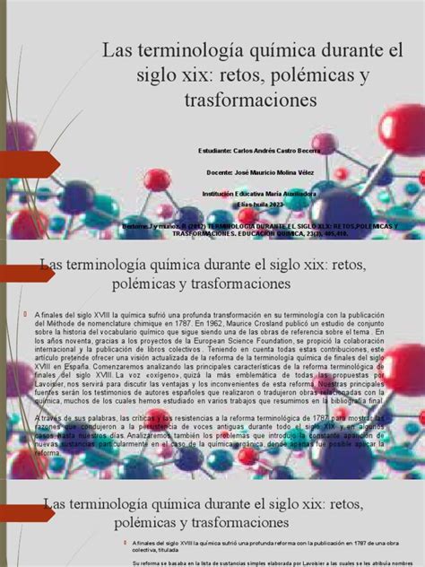 Las Terminología Química Durante El Siglo Xlx Pdf Química