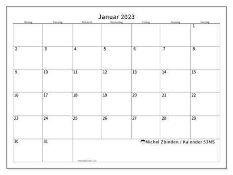 Kalender Januar 2023 Zum Ausdrucken Michel Zbinden De
