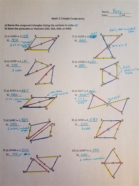 Identifying Congruent Triangles Worksheet