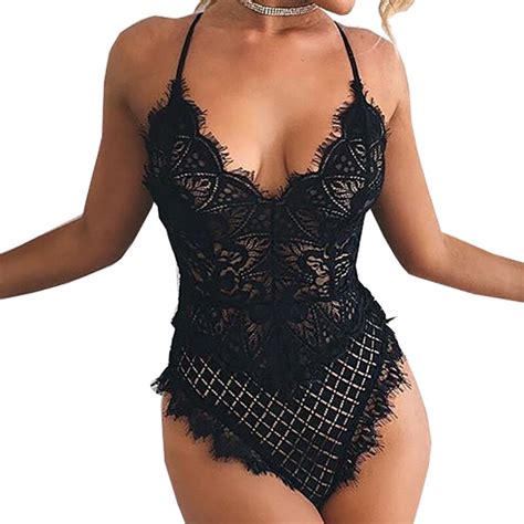 Cut Out Lace Bodysuits Solid Body Top Romper 2018 Women Jumpsuits V
