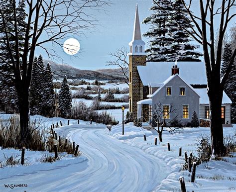 Bill Saunders Country Churches December 2017 Winter Painting