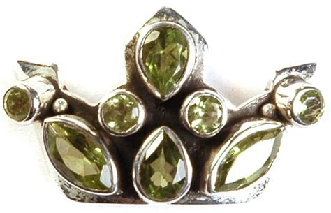 Faceted Peridot Crown Tiara Pendant Exotic India Art