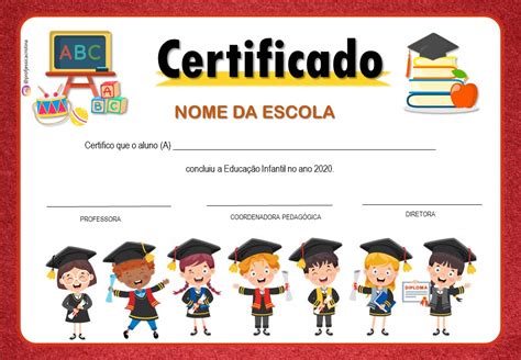 Modelos De Diploma E Certificado Formatura Educação Infantil