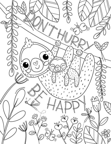 Baby Sloth Adult Coloring Book Page Planner Baby Template Etsy