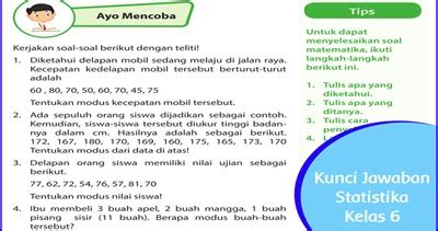 Kunci Jawaban Statistika - Modus, Median, Mean - Sanjayaops