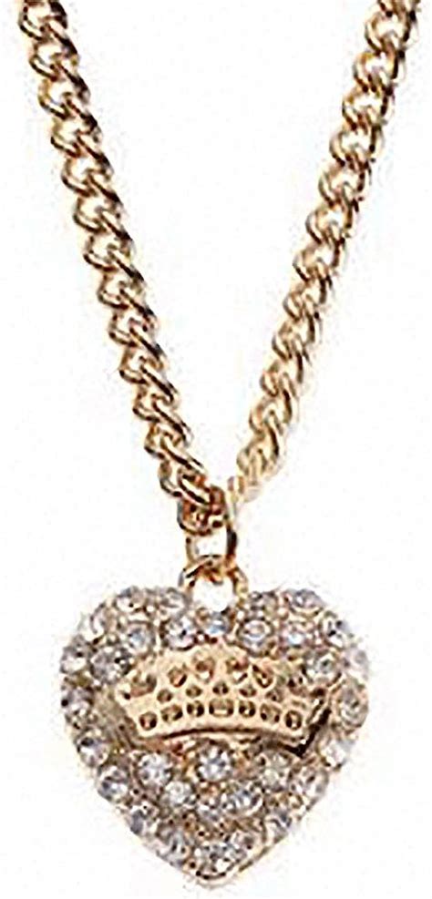 Juicy Couture Pendant Necklace Heart Pave And Crown Gold Tone Amazon
