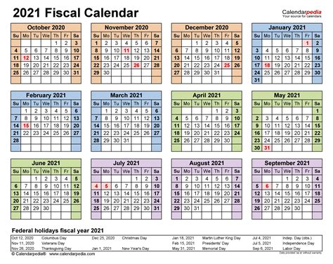 Fiscal Calendarpedia 2021 July To June Template Calendar Design