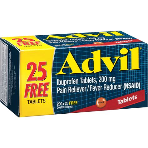 Advil 225 Count Pain Reliever Fever Reducer Coated Tablet 200mg