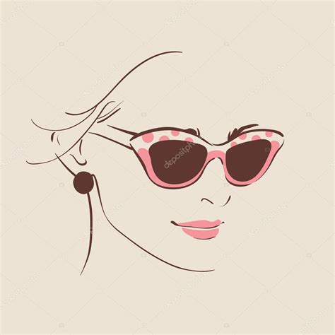 Beautiful Woman In Glasses With Earring Stock Illustration By Yemelianova