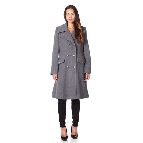 De La Creme Women`s Military Cashmere Wool Winter Coat Grey Size 4