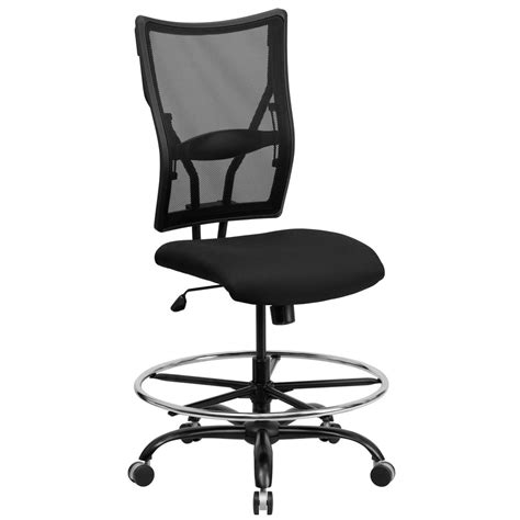 Bifma certified for home or commercial use, this elegant black executive chair is supremely cushioned and curved to. A Line Furniture Portam Big and Tall Armless Black Mesh Adjustable Drafting / Office Chair with ...