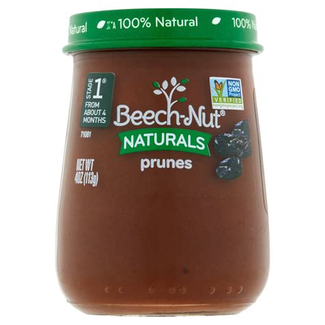 10 Jars Beech Nut Naturals Baby Food Jar Stage 1 Prunes 4 Oz
