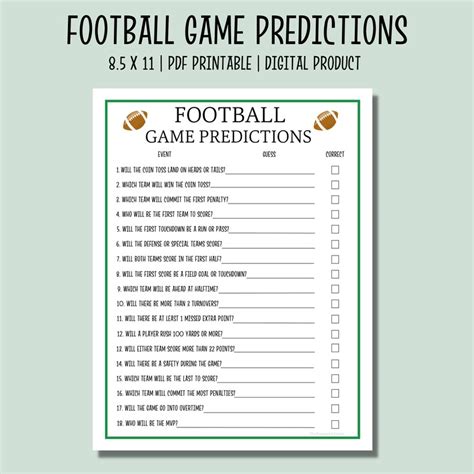 Super Bowl Predictions Game Printable Super Bowl Party Game Super Bowl