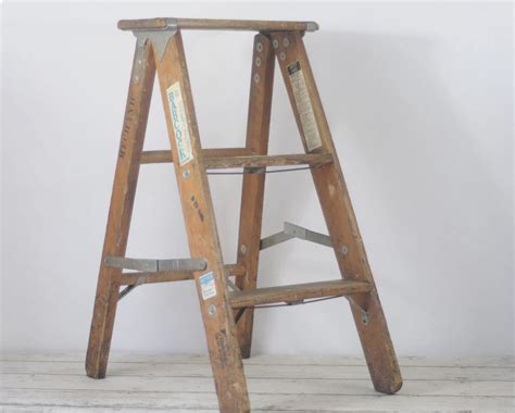 Vintage 3 Foot Wood Ladder Step Ladder Perfect Step Ladder Shelf