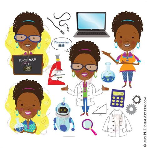 Science Teacher Scientist African American Woman Clipart Technology