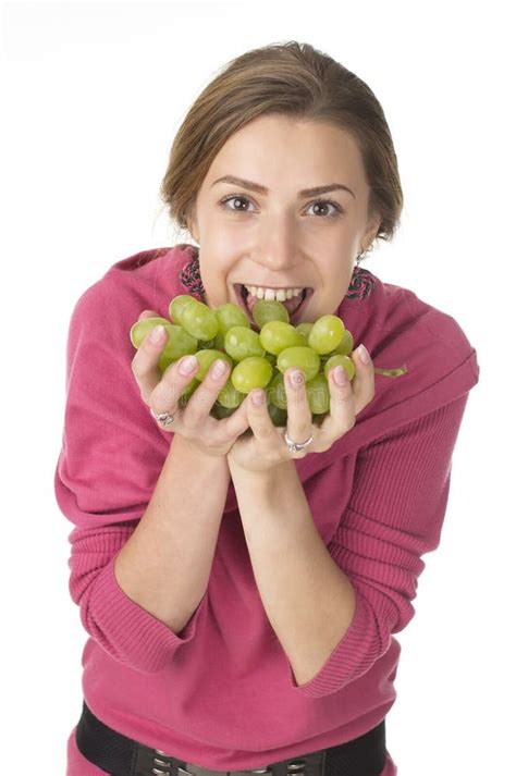 Woman With Grape Stock Image Image Of Healthy Eating 32528463