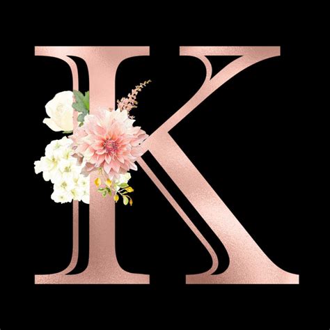 Letter K Rose Gold Monogram Blush Pink Flowers K Pin Teepublic