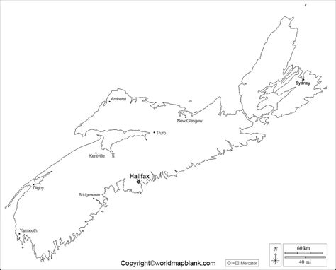 Printable Blank Map Of Nova Scotia Outline Transparent Map