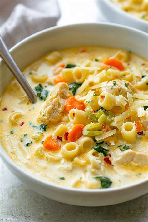 Creamy Chicken Soup With Pasta And Spinach Artofit