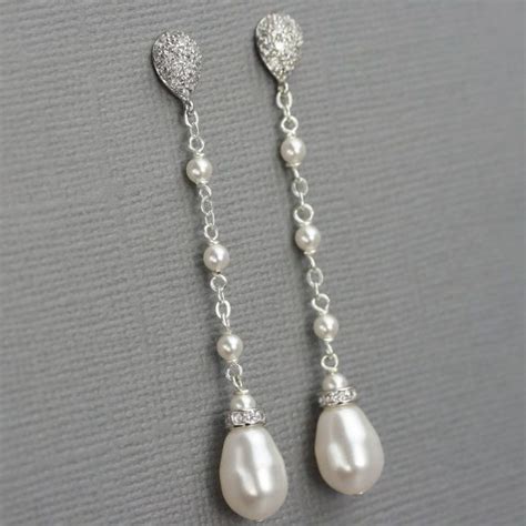 These Long Pearl Dangle Earrings Are The Perfect Bridal Jewelry For