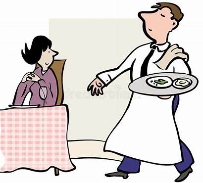 Waiter Guest Serving Female Clipart Illustration Vector