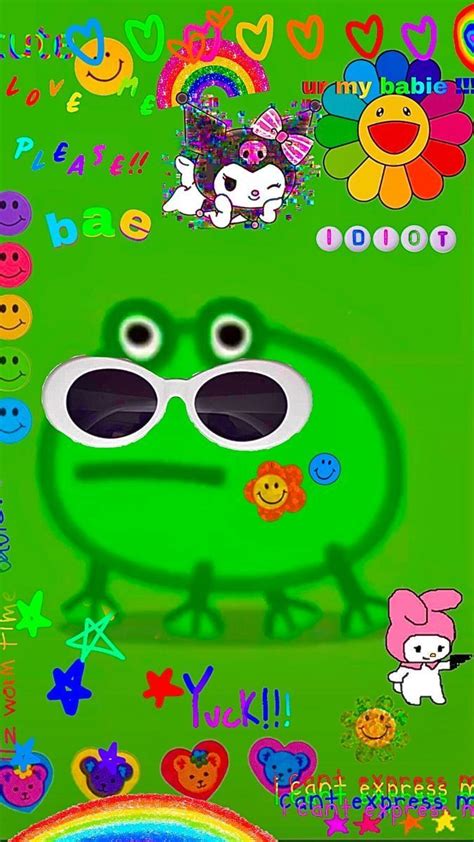 Cartoon Kawaii Cute Frog Background Yuyu Wallpaper