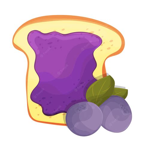 Premium Vector Toasted Bread Slice Of A Sandwich Blueberry Jam For