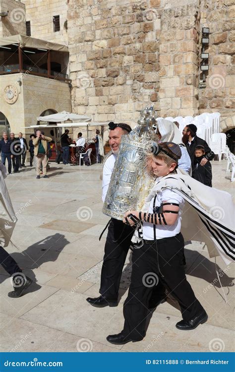 Bar Mitzvah Ceremony At The Western Wall In Jerusalem Editorial Stock