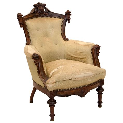 American Walnut Victorian Parlor Chair At 1stdibs