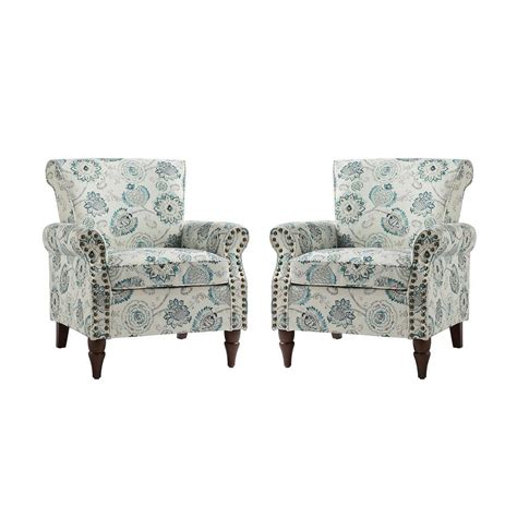 Jayden Creation Auria Contemporary Medallion Polyester Armchair With Nailhead Trim And Turned