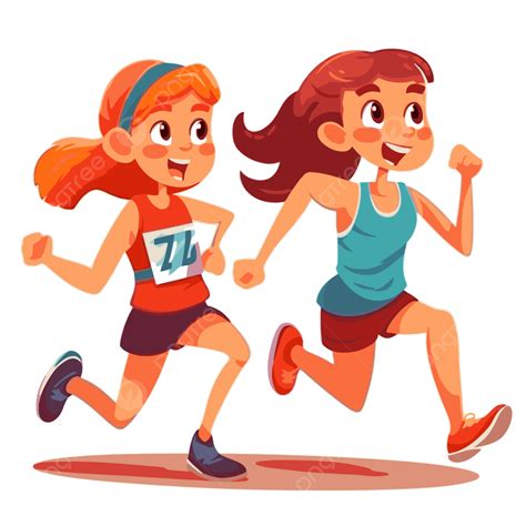 경주에서 달리는 두 소녀 만화 벡터 경쟁하다 클립 아트 만화 Png 일러스트 및 벡터 에 대한 무료 다운로드 Pngtree