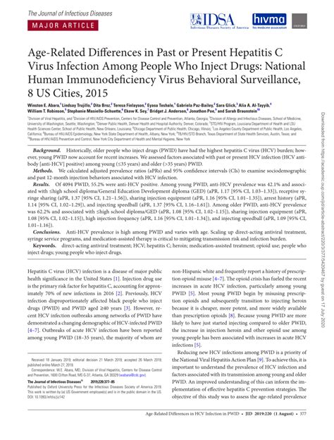 Pdf Age Related Differences In Past Or Present Hepatitis C Virus