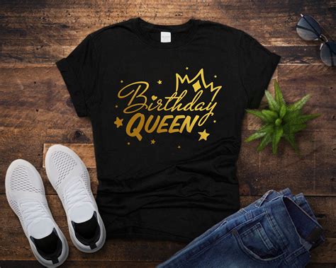 Birthday Queen T Shirt Golden Gradient Bday Tee Shirt For Etsy