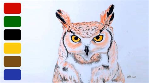 How To Draw A Owl Great Horned Owl Youtube