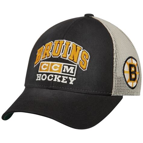 Boston Bruins Ccm Trucker Meshback Adjustable Snapback Hat Black