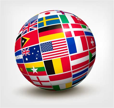 World Globe With Countries Flags