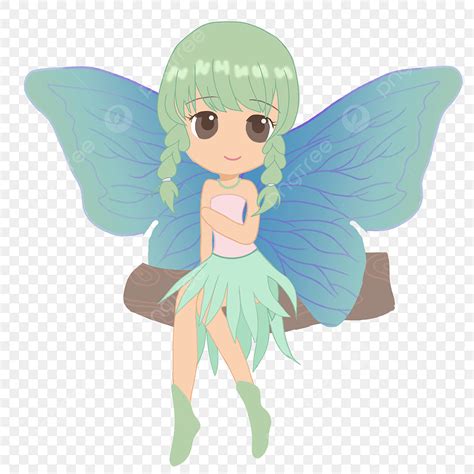 Sitting Fairy Clipart Vector Fairy With Braids Sitting On Wood Clipart